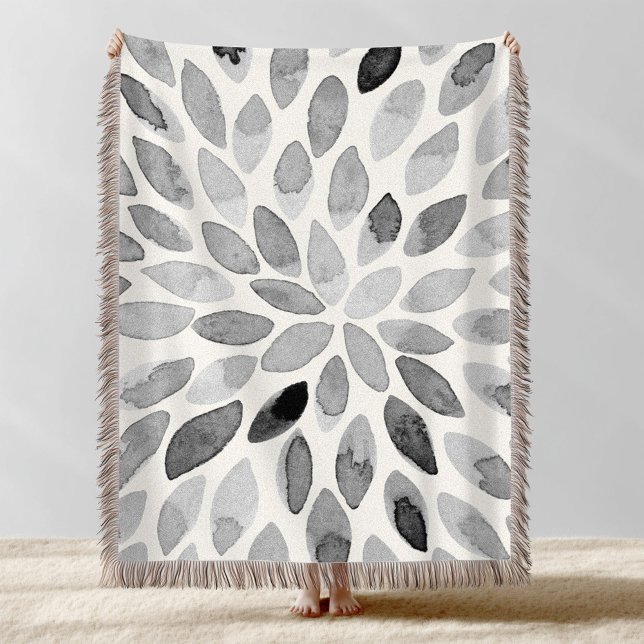 Cobertor Traços de pincel de aquarelas - preto e branco (Criador carregado)