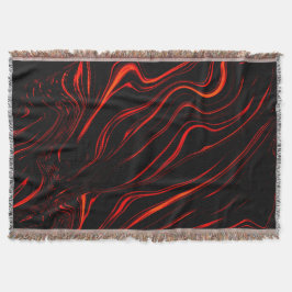 Cobertor Traços longos vermelhos ondulados sobre fundo pret