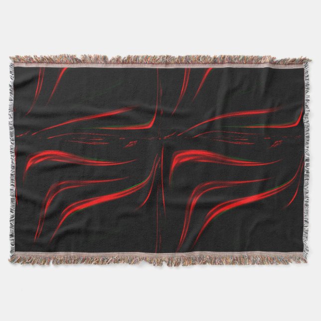 Cobertor Traços vermelhos ondulados sobre fundo preto (Frente)