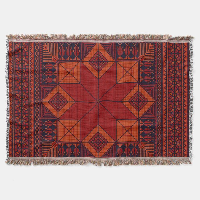 Cobertor tradicional bordado palestino tatreez padrão (Frente)