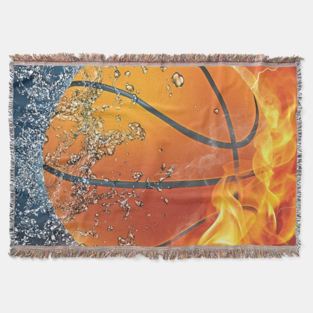 Cobertor Travesseiro decorativo de basquete flamejante (Frente)