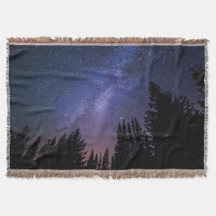 Cobertor Tree Silhouette Night Sky Galaxy