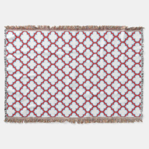 Cobertor Trellis branca e vermelha, lete, quatrefoil