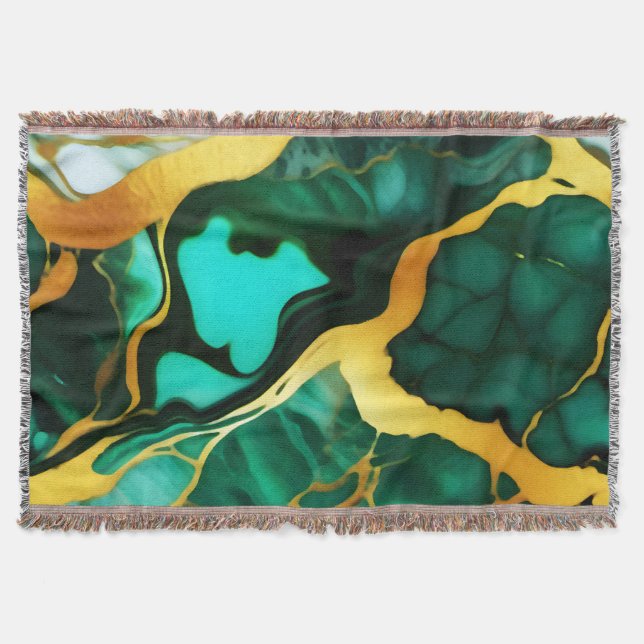 Cobertor Trendy Green Dourado mármore amarelo verde (Frente)