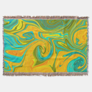 Cobertor Trendy Neon Yellow Orange Abstrato Swirl