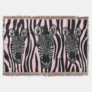Cobertor Trendy Zebra Herd em Zebra - Impressão Rosa