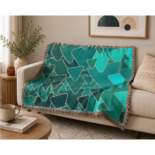 Cobertor Triângulo Teal Geométrico Moderno