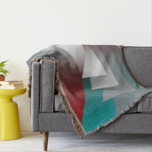 Cobertor Triângulos de cinza Teal na burgundy