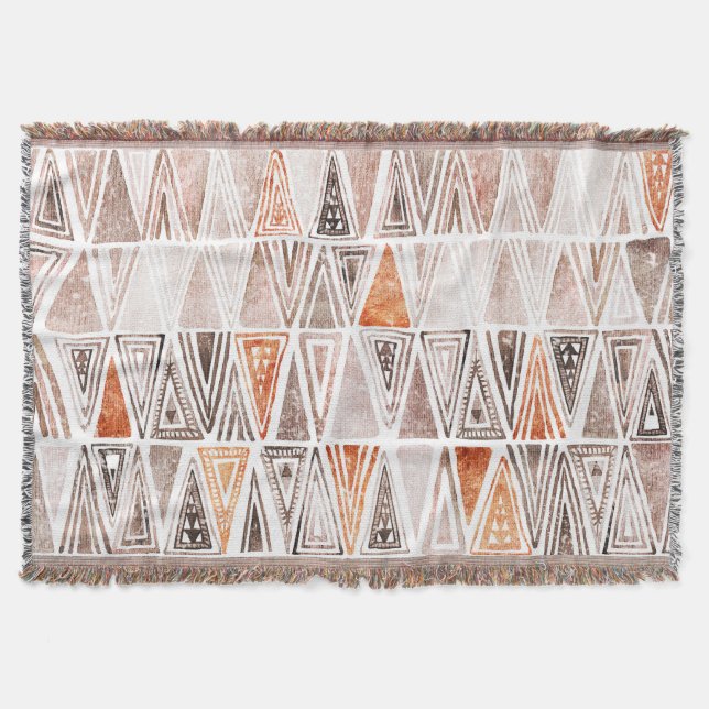 Cobertor Triângulos Tribais do Pastel Terracotta (Frente)