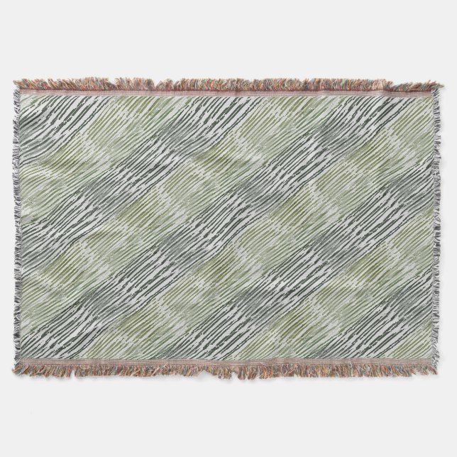Cobertor Tribal Green Stripes Abstract Pattern  (Frente)