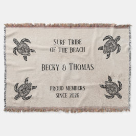 Cobertor Tribal Sea Turtles on Beach, Text and Couple