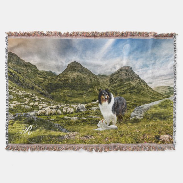 Cobertor Tricolor Scotch Collie em Highlands - Personalizad (Frente)