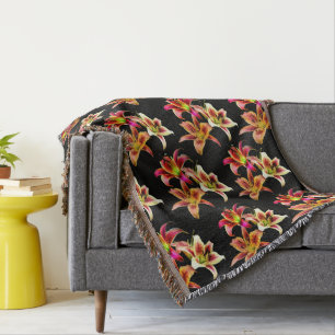 Cobertor Trio Elegante de Dayllírios Amarelos Rosa Floral