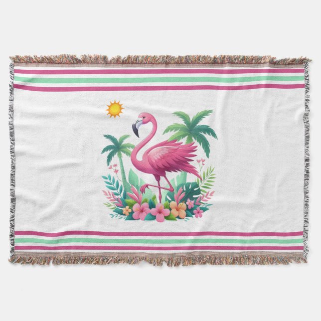 Cobertor Tropical/Flórida rosa flamingo (Frente)