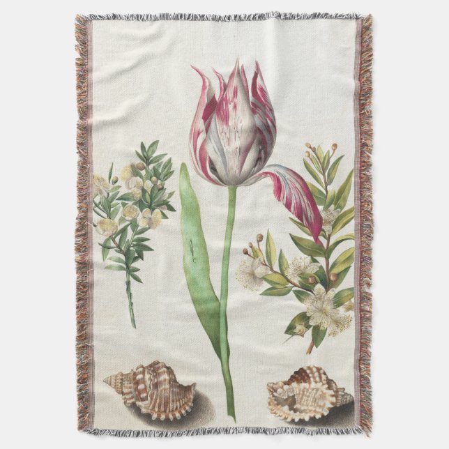 Cobertor Tulipa com Imagem Botânica de Conchas (Frente Vertical)