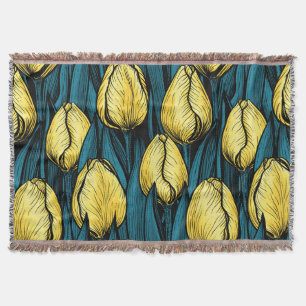 Cobertor Tulipas amarelas com folhas azuis