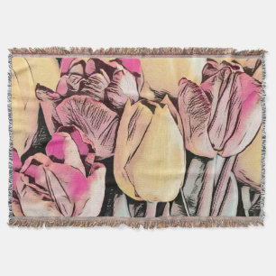 Cobertor Tulipas Amarelas Vermelhas Cor-de-rosa Desenho Ret