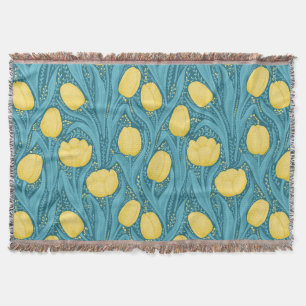 Cobertor Tulipas em azul e amarelo