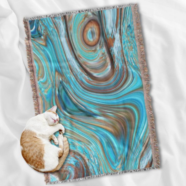 Cobertor turquesa azul-de-fazenda Turquesas de madeira (farmhouse teal blue Woodgrain turquoise swirls Throw Blanket)