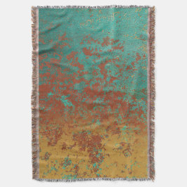 Cobertor Turquesa de Cobre Textura Castanho Azul Laranja