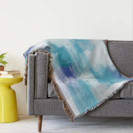 Cobertor Turquesa Moderna e Cinza Aquarela Abstrato