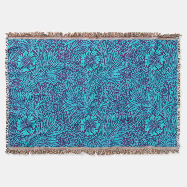 Cobertor Turquesa venenosa padrão floral roxo escuro (Frente)