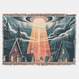 Cobertor UFO Abduction Night Street Illustration