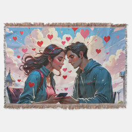 Cobertor Um casal apaixonado por corações voadores - Jogue 