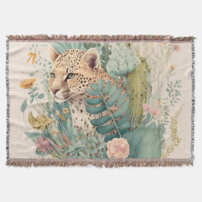 Cobertor Um leopardo atrás do costume do mato (Frente)