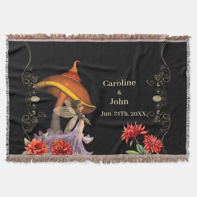 Cobertor Uma fada bonita com cogumelo. (Frente)