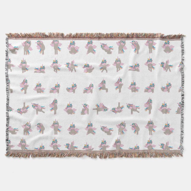 Cobertor Unicorn Yoga Poses Pattern Design (Frente)
