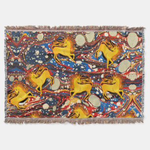 Cobertor UNICORNS ouro, EFEITOS MARCADOS AZUIS VERMELHOS, C