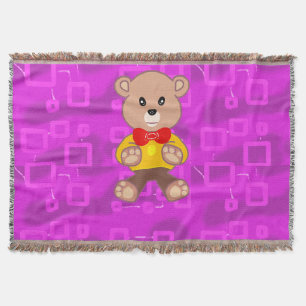 Cobertor Ursa Teddy Fofa em Geométrico Rosa