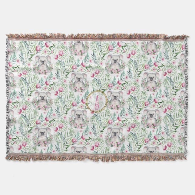 Cobertor URSINHO KOALA Floral Monograma Quarto de Meninas B (Frente)