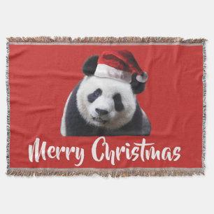 Cobertor Urso de panda que veste um chapéu de Papai Noel