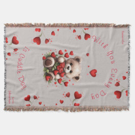 Cobertor Urso de Pelúcia Amor Corações & Rosas Dia dos Namo
