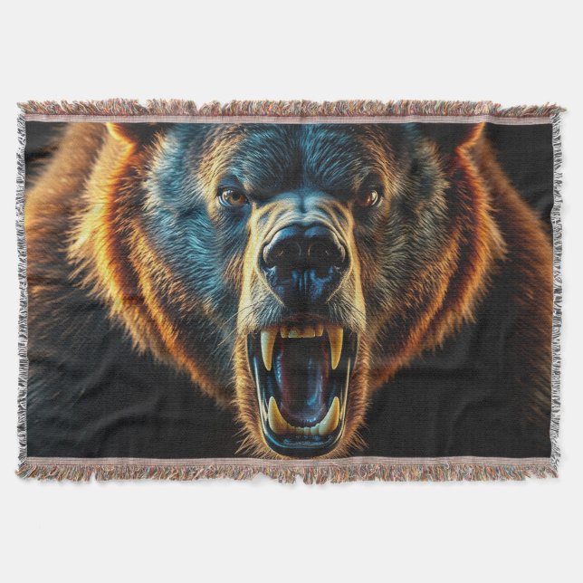 Cobertor Urso Grizzly Irritado (Frente)