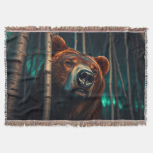 Cobertor Urso Grizzly na Floresta