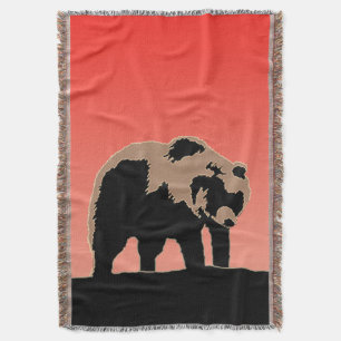Cobertor Urso Grizzly no Sunset - Arte Original sobre Vida