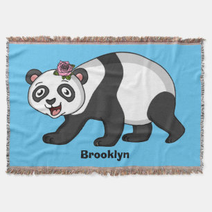 Cobertor Urso panda bonito e feliz com desenho animado