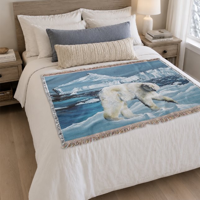 Cobertor Urso Polar Ártico Majestoso Geleiras Azuis Iceberg (Criador carregado)