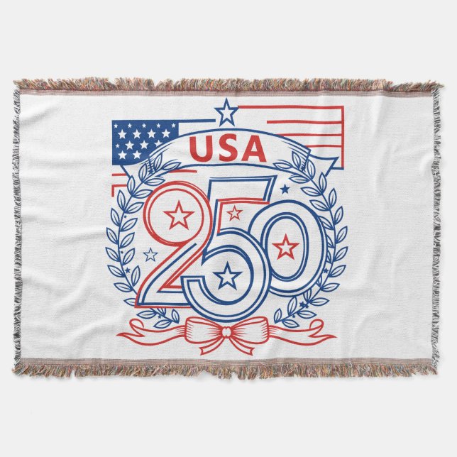 Cobertor USA 250 Patriotic Anniversary Emblem Design (Frente)