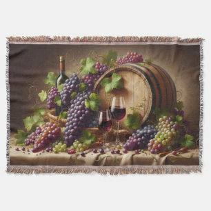 Cobertor Uvas e Vinho Ainda Vidas