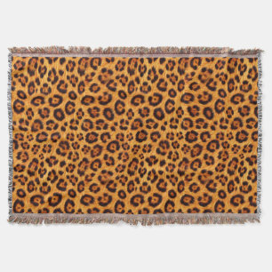 Cobertor Vá Selvagem Estampa de Leopardo Dourado Laranja Âm