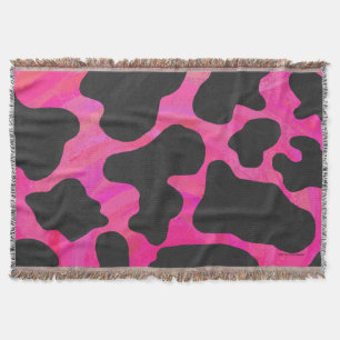 Cobertor Vaca rosa quente e Impressão preto