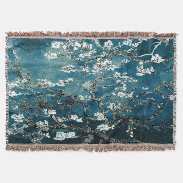 Cobertor Van Gogh Almond Blossoms Dark Teal (Frente)