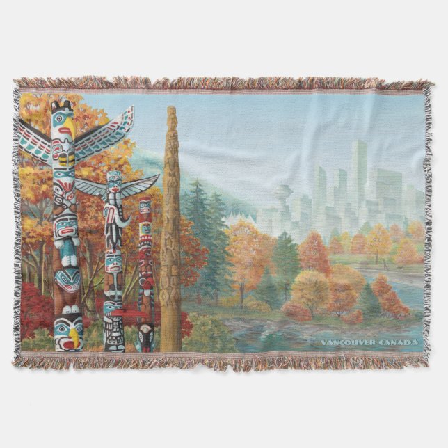 Cobertor Vancouver Art Throw Blanket Vancouver Totem Blanke (Frente)