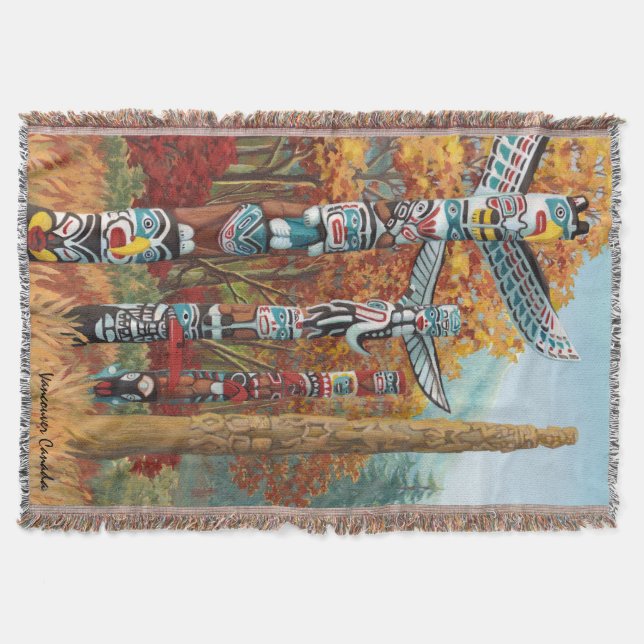 Cobertor Vancouver Blanket Vancouver Totem Pole Souvenirs (Frente)
