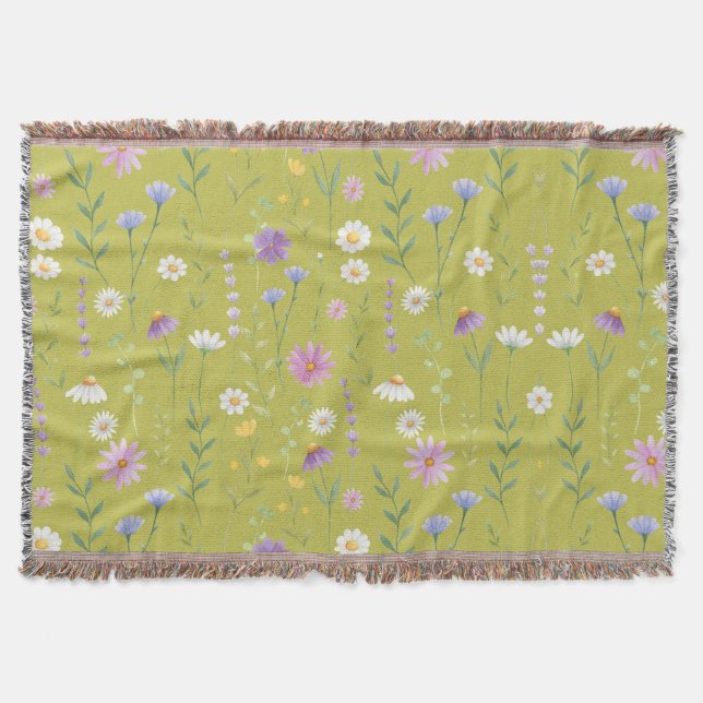 Cobertor Verde Moderno Aquarela Flórida Botânica Rústica (Frente)