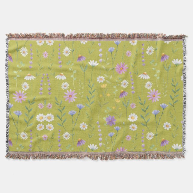 Cobertor Verde Moderno Aquarela Flórida Botânica Rústica (Frente)